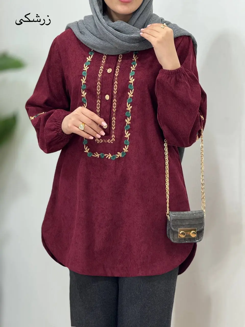 مانتو پاییزه گلدوزی نسا